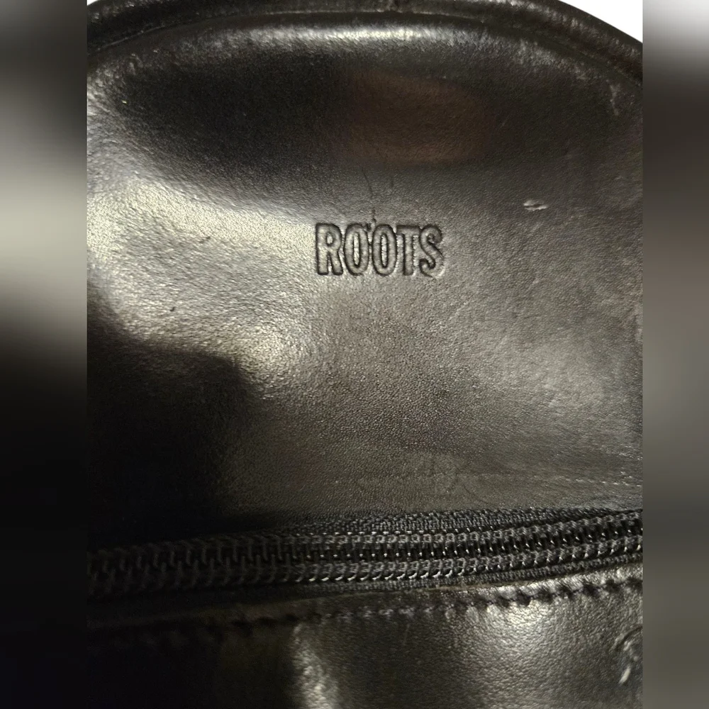 Roots Black Leather Mini Backpack / Purse
